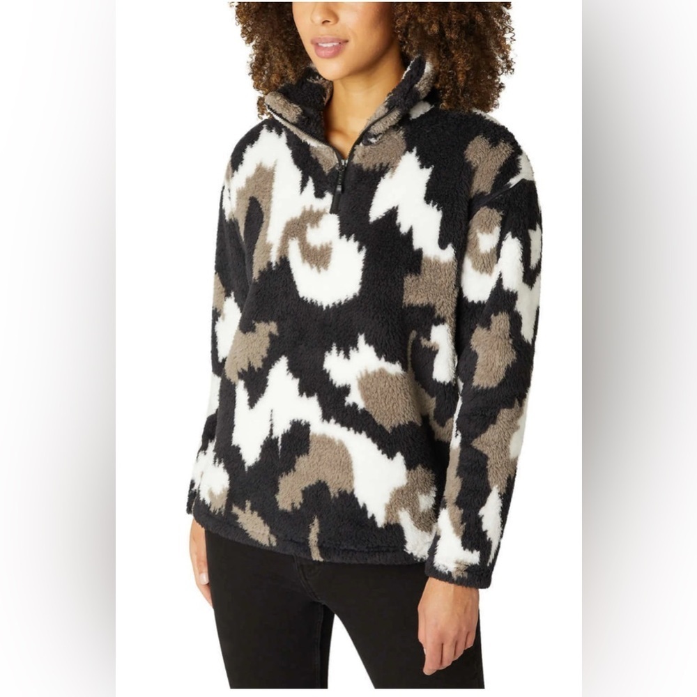 Eddie Bauer Black and White Fleece Pullover XL